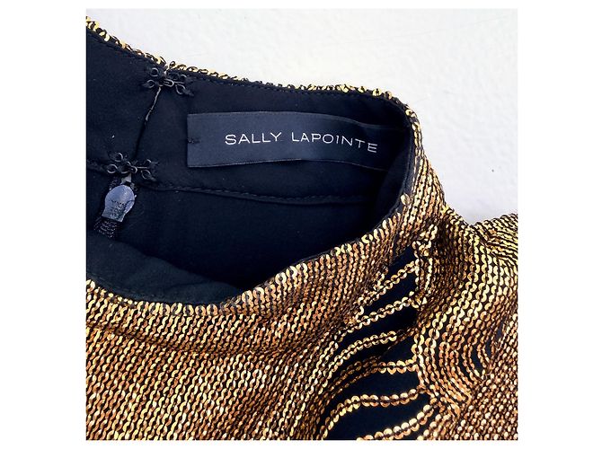 Autre Marque Sally LaPointe Paillettenkleid gold-schwarz gemustert Golden - Ansicht 6