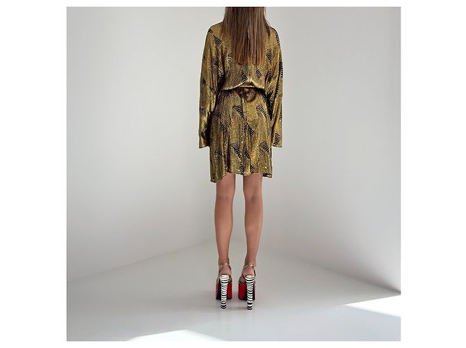 Autre Marque Sally LaPointe Paillettenkleid gold-schwarz gemustert Golden - Ansicht 9