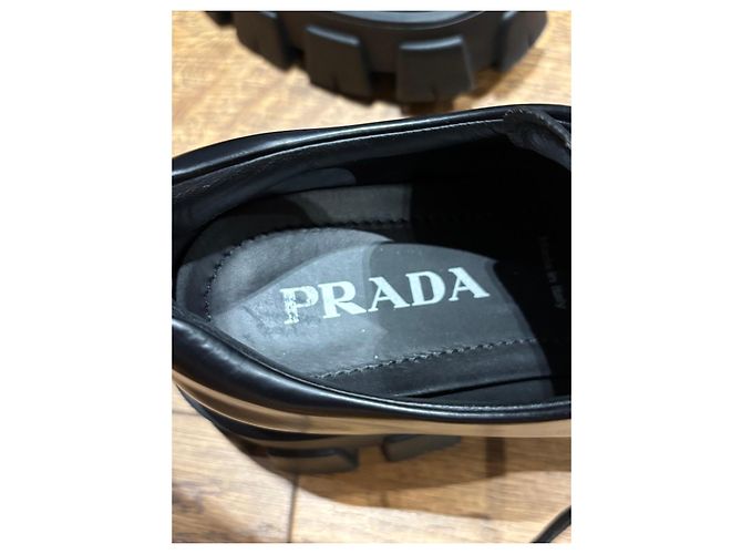 Mocassini Prada Monolith in pelle spazzolata Nero - vista 5