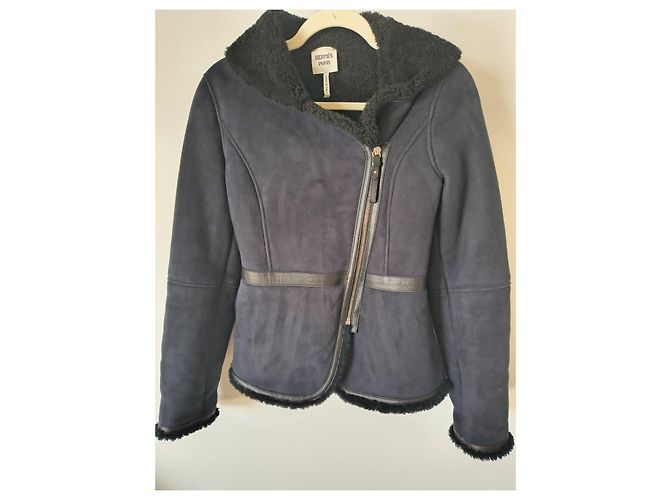 Hermès Paris Lammfelljacke dunkelblau - Ansicht 6