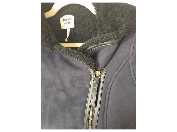 Hermès Paris Lammfelljacke dunkelblau - Ansicht 7