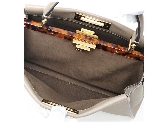 Borsa a tracolla Fendi Peekaboo Regular Grigio - vista 7