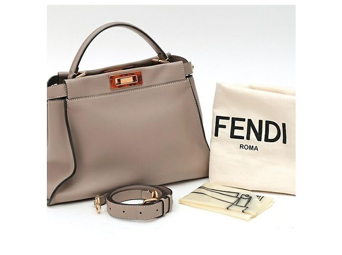 Borsa a tracolla Fendi Peekaboo Regular Grigio - vista 8