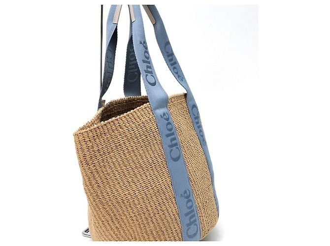 Chloé x Mifco Collaboration Woody Large Basket Bag Blue Beige - view 2