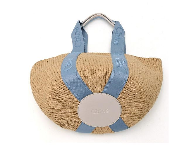 Chloé x Mifco Collaboration Woody Large Basket Bag Blue Beige - view 4