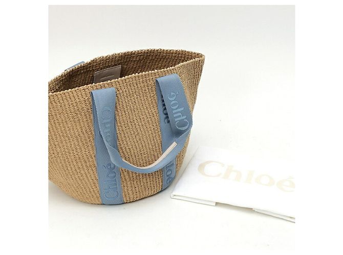 Chloé x Mifco Collaboration Woody Large Basket Bag Blue Beige - view 6