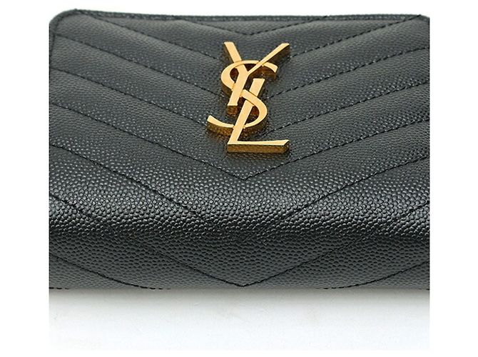 Cartera compacta con cremallera Saint Laurent Cassandra Matelassé Negro - vista 3