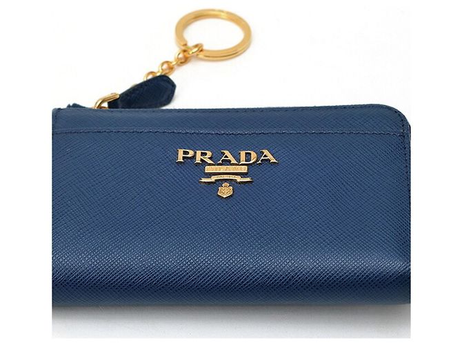 Prada Saffiano Leather Key Case Coin Purse Blue - view 3