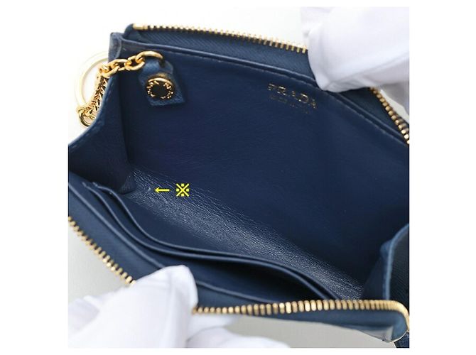 Prada Saffiano Leather Key Case Coin Purse Blue - view 4