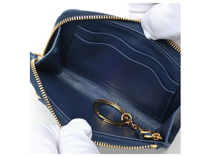 Prada Saffiano Leather Key Case Coin Purse Blue - view 5