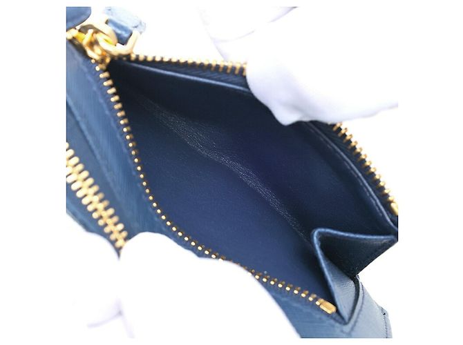 Prada Saffiano Leather Key Case Coin Purse Blue - view 6