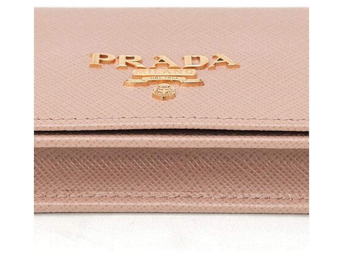 Tarjetero de piel Saffiano Prada Beige - vista 3
