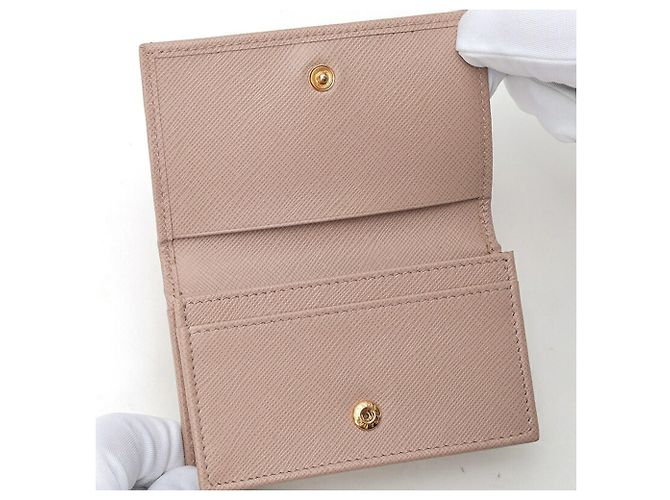 Tarjetero de piel Saffiano Prada Beige - vista 4