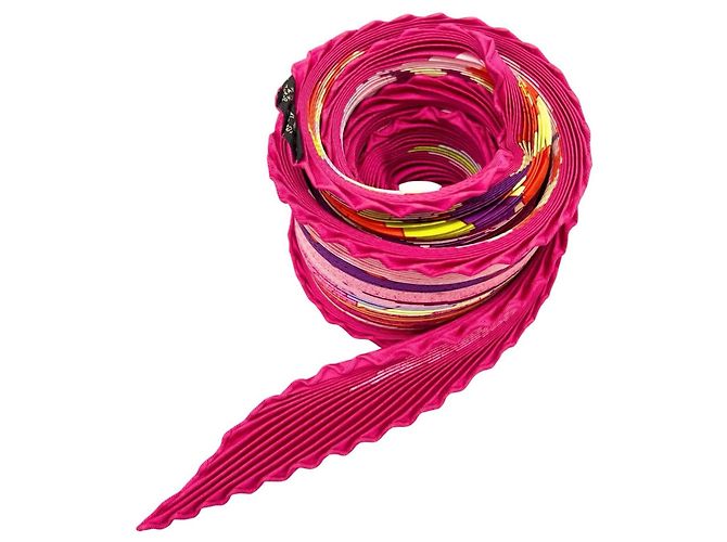Hermès Sciarpa plissettata HERMES Les Folies du Ciel Rosa - vista 2