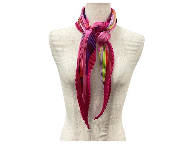Hermès Sciarpa plissettata HERMES Les Folies du Ciel Rosa - vista 3