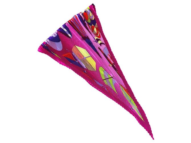 Hermès Sciarpa plissettata HERMES Les Folies du Ciel Rosa - vista 4