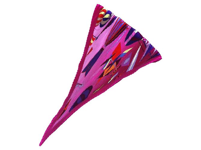 Hermès Sciarpa plissettata HERMES Les Folies du Ciel Rosa - vista 5