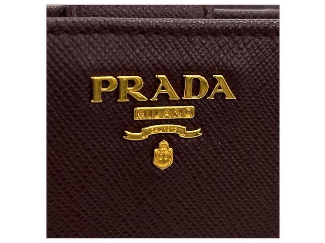 Cartera Prada bi-fold en piel Saffiano Rosa Crudo Burdeos - vista 10