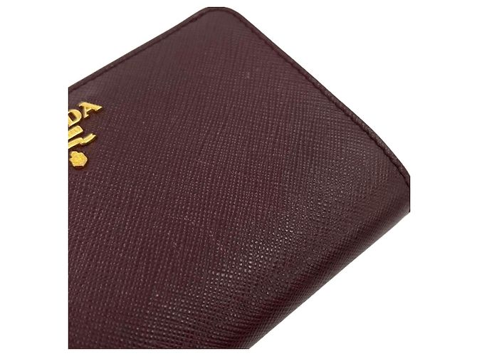 Cartera Prada bi-fold en piel Saffiano Rosa Crudo Burdeos - vista 13