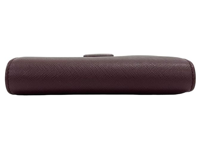 Cartera Prada bi-fold en piel Saffiano Rosa Crudo Burdeos - vista 4