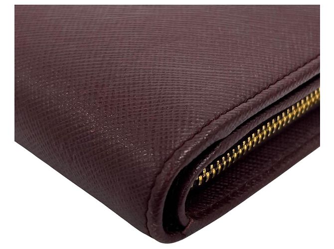 Cartera Prada bi-fold en piel Saffiano Rosa Crudo Burdeos - vista 5