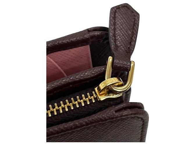 Cartera Prada bi-fold en piel Saffiano Rosa Crudo Burdeos - vista 9