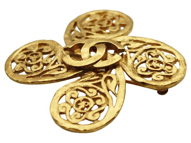 Spilla Fiore Dorato Chanel D'oro - vista 4