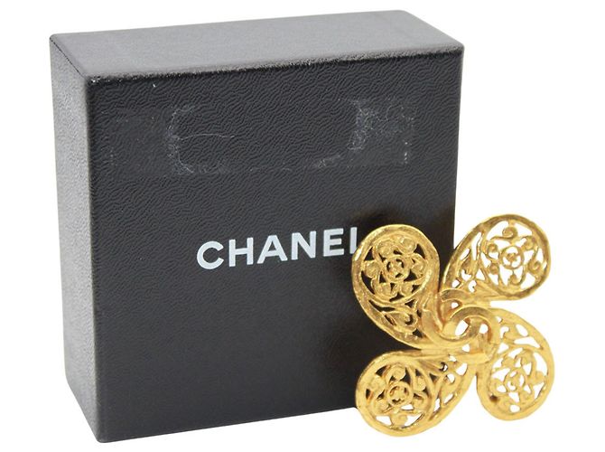 Spilla Fiore Dorato Chanel D'oro - vista 7