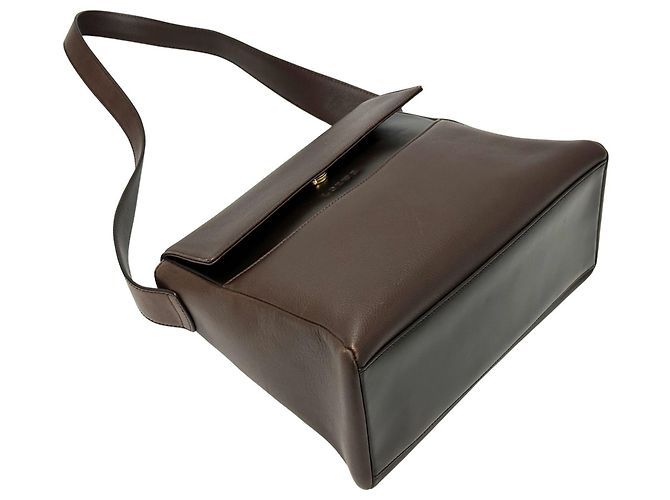 Borsa a mano in pelle marrone scuro Loewe - vista 3
