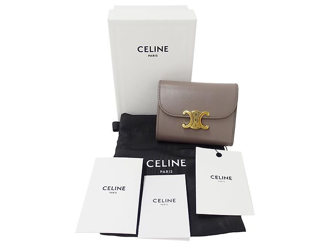 Céline Cartera tri-fold para mujer Celine en Greige Gris - vista 5