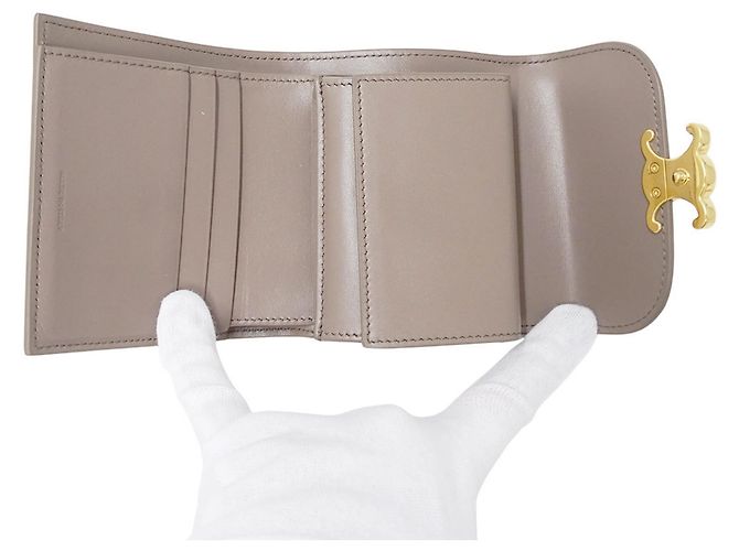Céline Cartera tri-fold para mujer Celine en Greige Gris - vista 6