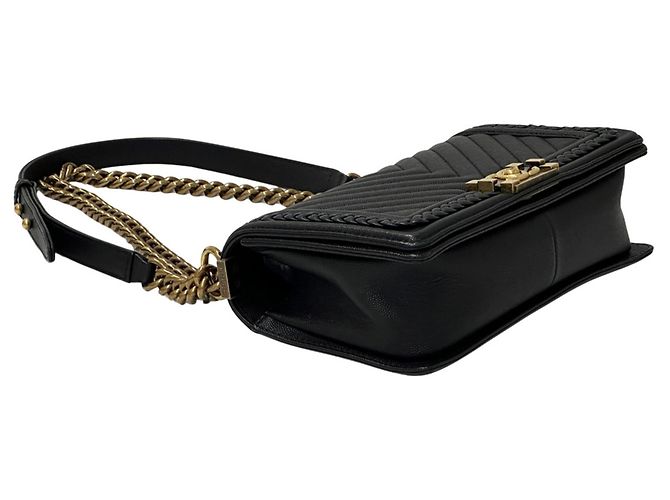 Borsa Chanel Boy V-Stitch Nero - vista 3