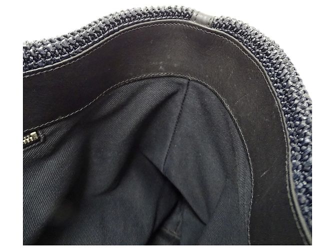 Borsa Tote Saint Laurent in rafia nera Nero - vista 10