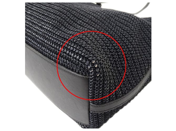Borsa Tote Saint Laurent in rafia nera Nero - vista 11