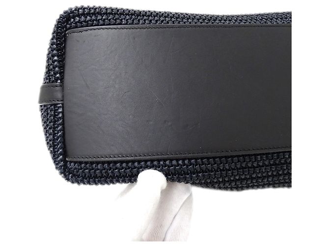 Borsa Tote Saint Laurent in rafia nera Nero - vista 13