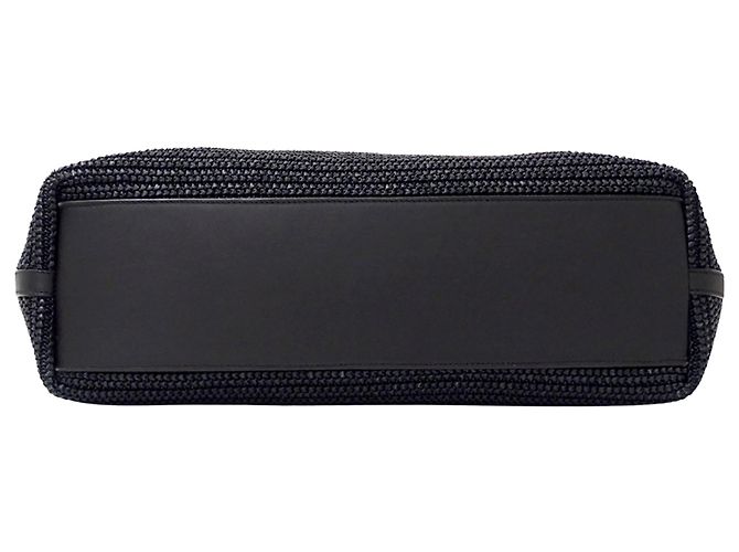 Borsa Tote Saint Laurent in rafia nera Nero - vista 3