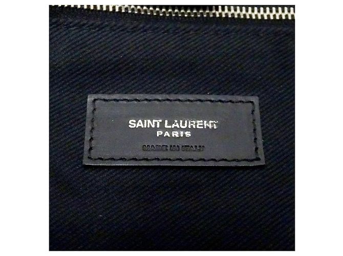 Borsa Tote Saint Laurent in rafia nera Nero - vista 6