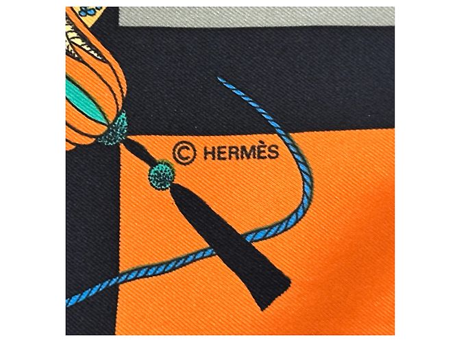 Hermès Foulard Hermes Carre 90 SOIES VOLANTES Marrone Nero Multicolore - vista 3