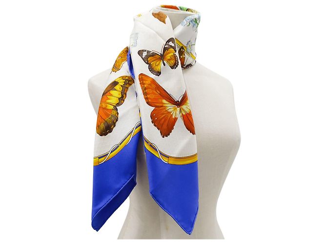 Hermès Pañuelo de seda azul Hermes - vista 8
