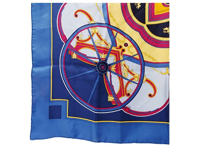 Hermès Foulard Hermes Carre 90 - Washington's Carriage Blu - vista 4