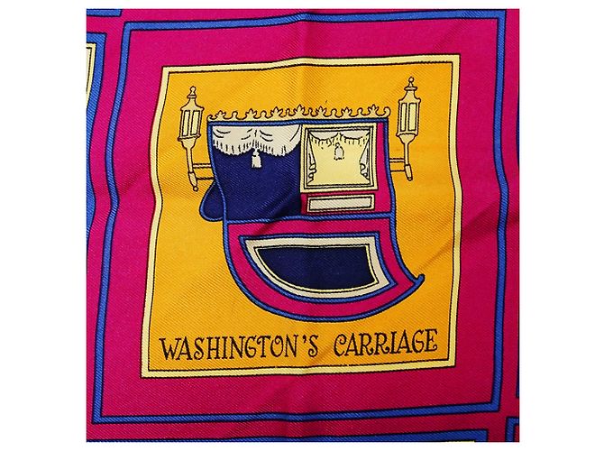 Hermès Foulard Hermes Carre 90 - Washington's Carriage Blu - vista 6