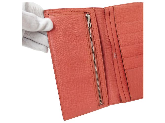 Hermès Cartera Larga Bearn para Mujer Hermes Rosa Roja - vista 10