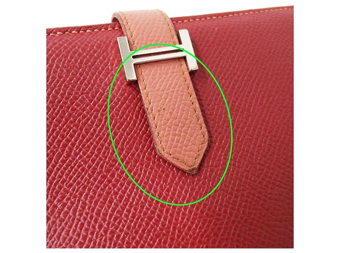 Hermès Cartera Larga Bearn para Mujer Hermes Rosa Roja - vista 12