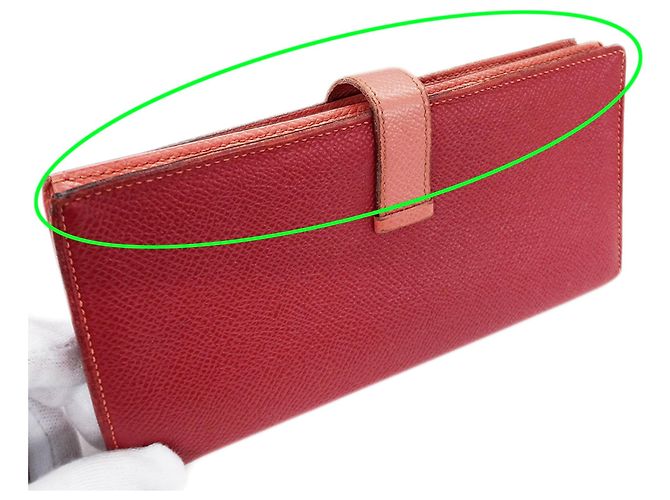 Hermès Cartera Larga Bearn para Mujer Hermes Rosa Roja - vista 15