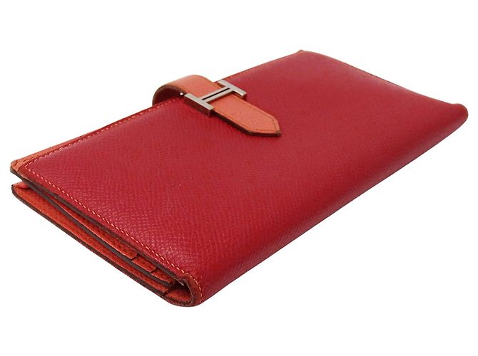 Hermès Cartera Larga Bearn para Mujer Hermes Rosa Roja - vista 3