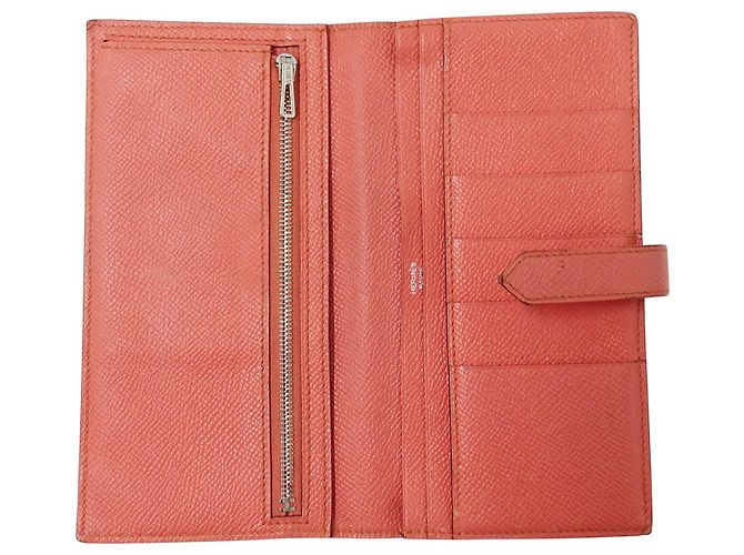 Hermès Cartera Larga Bearn para Mujer Hermes Rosa Roja - vista 4