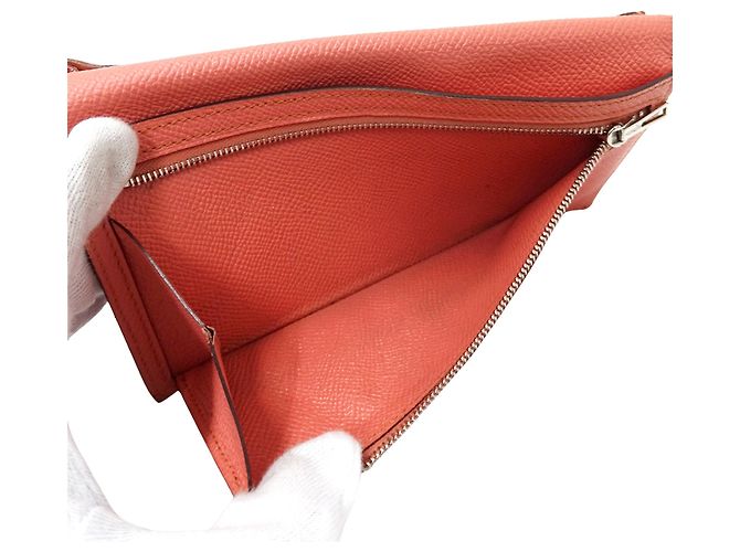 Hermès Cartera Larga Bearn para Mujer Hermes Rosa Roja - vista 8