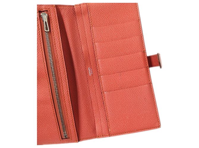 Hermès Cartera Larga Bearn para Mujer Hermes Rosa Roja - vista 9