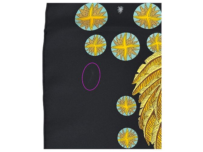 Hermès Foulard Hermes Carre 90 - LE ROY SOLEIL Nero Multicolore Giallo - vista 10