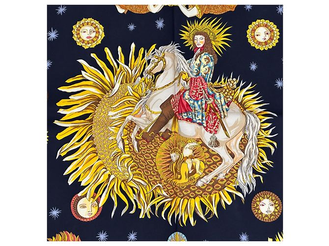 Hermès Foulard Hermes Carre 90 - LE ROY SOLEIL Nero Multicolore Giallo - vista 2